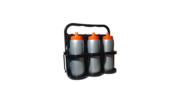6 – 32 Oz. Non Labeled Squeeze Bottles With Folding Bottle Carrier Set