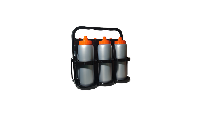 6 – 32 Oz. Non Labeled Squeeze Bottles With Folding Bottle Carrier Set