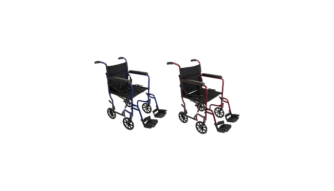 Pro Basics Aluminum Transport Chair 19" X 16" Seat