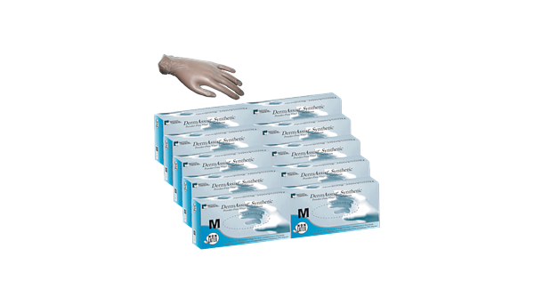 Derm Assist Synthetic Powder Free Vinyl Exam Gloves, 100 Per Box (10 Boxes Per Case)