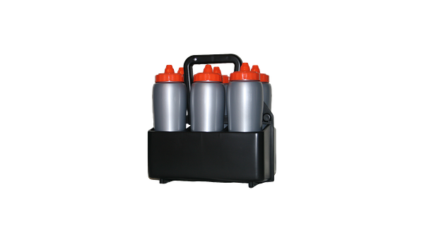 6 – 32 Oz. Non Labeled Squeeze Bottles With Standard Bottle Carrier Set